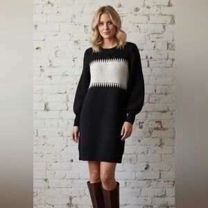 Promesa Tunic Balloon Sleeve Knit Sweater Size Medium Colourblock